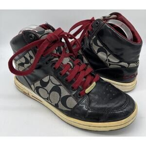 Coach Norra High-Top Sneaker Q388 Women's Sz 8.5 Signature Shoes F0007